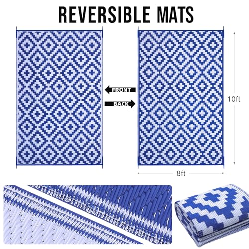 Outdoor Rug 8x10 ft Waterproof Reversible Mat (80 Count)