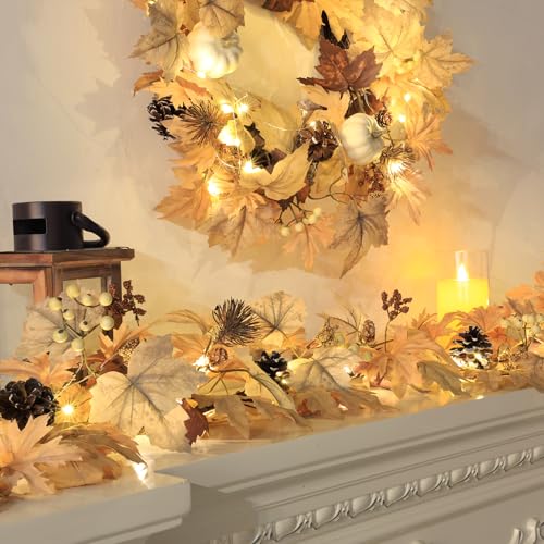 Realistic Fall Garland with Lights (6 Foot)