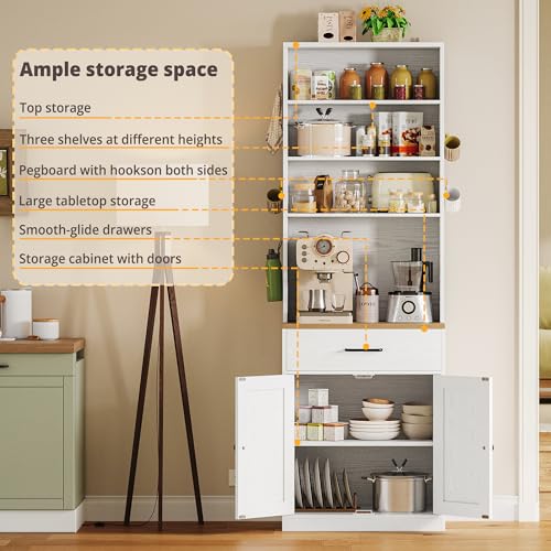 Bakers Rack Microwave Stand with Customizable Pegboard and Storage