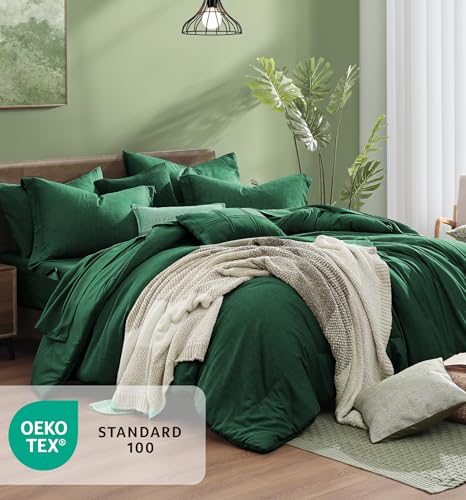 King Size Comforter Set 7 Pieces Emerald Green Bed in a Bag
