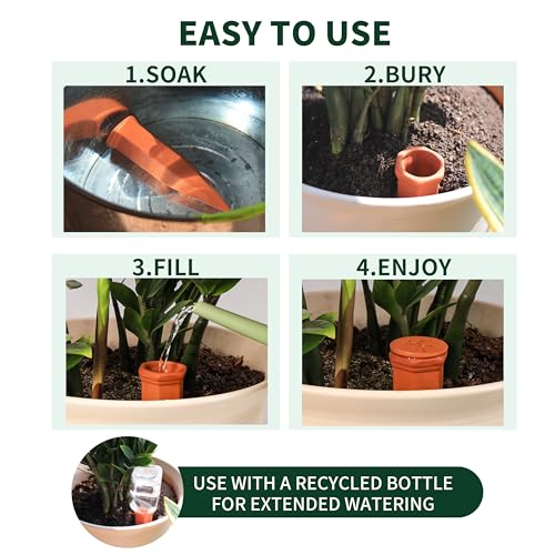 Large Terracotta Watering Spikes with Lids (4 Count)
