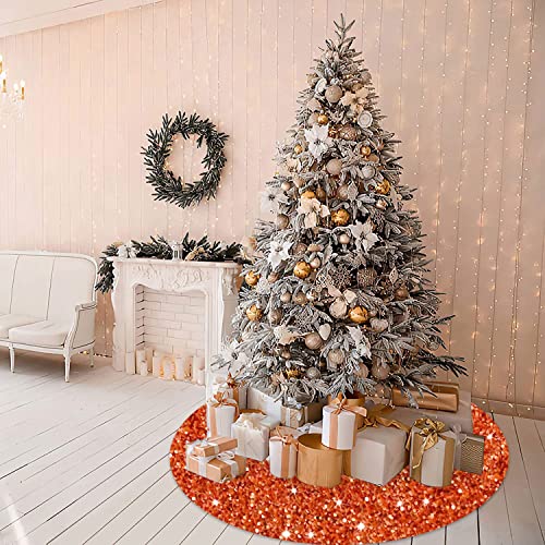 Orange Christmas Tree Skirt 21 Inch Sequined Mini Xmas Tree Mats High