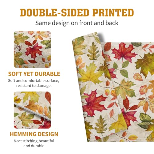 Fall Maple Leaves Placemats Set of 4 12x18 Inch Thanksgiving Autumn Colorful Leaf Dining Table Mats Rustic Seasonal Farmhouse Place Mats for Kitchen Party Home Decoration (4 Count)
