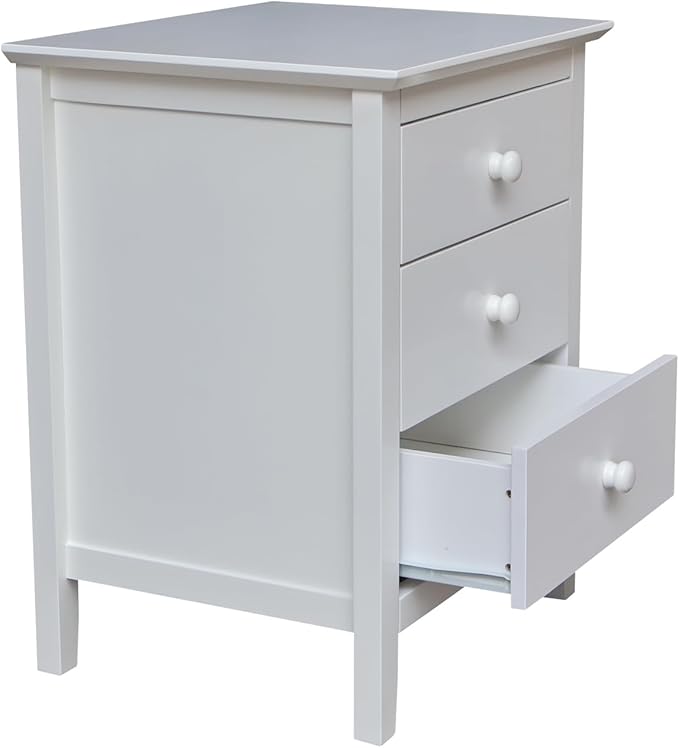 International Concepts Solid Wood Bedroom Nightstand with 3 Drawers in White
