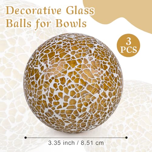 3 Pcs Mosaic Glass Orbs Decorative Balls (3 Count)
