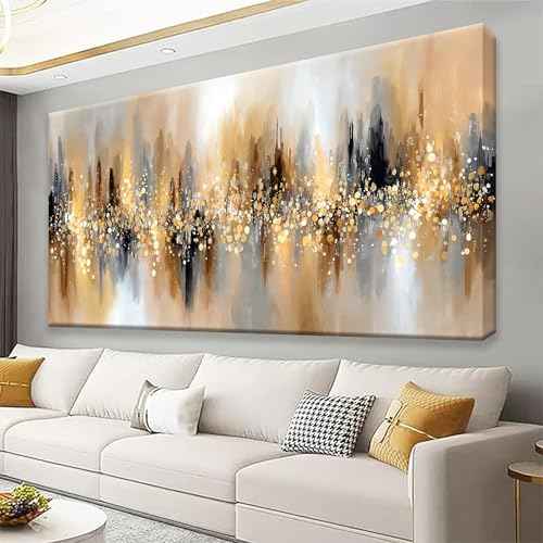 Modern Gold Abstract Wall Art For Living Room Prints 24x48 ln