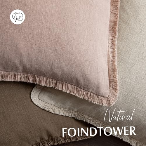 Decorative Linen Fringe Throw Pillow Covers 26×26 Light Pink (2 Count)