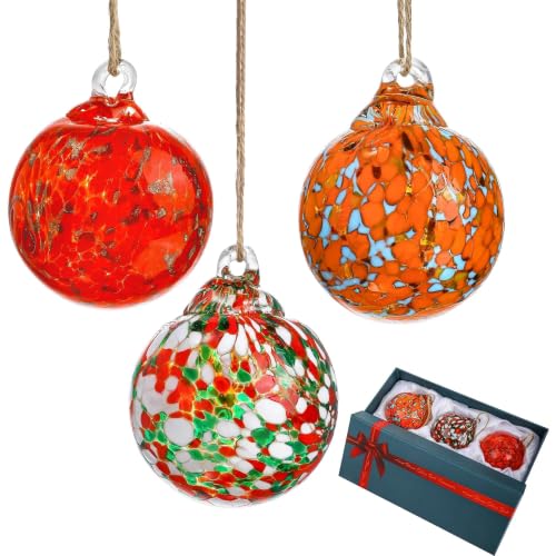 Set of 3 Hand Blown Glass Ball Ornament 2.3in Hanging Glass Gazing Balls