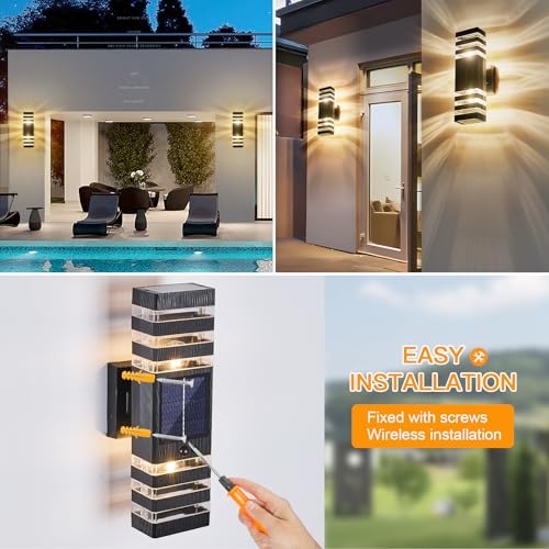 2 Pack Solar Outdoor Wall Lights with Motion Sensor 3 (2 Count)