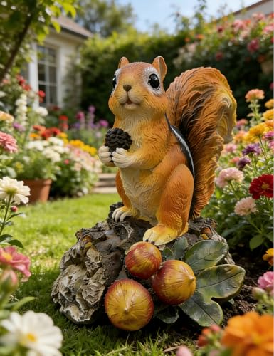 Squirrel Garden Statue Resin Outdoor Sculpture for Yard Patio Lawn Decor