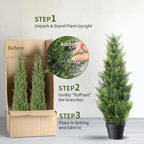 3FT Artificial Cedar Topiary Trees 2 Set (2 Count)