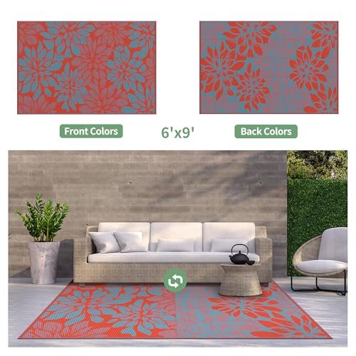 Outdoor Rug Waterproof Plastic Rugs for Patio (54 Sq Ft)