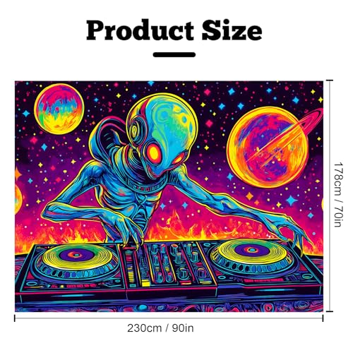 Blacklight Space Astronaut Tapestry UV Reactive Galaxy Planet Glow in Dark Tapestries Black Light Poster Neon Wall Hanging Art for bedroom Living Room