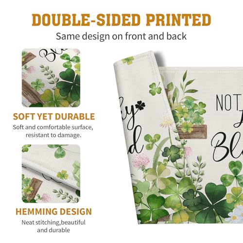 St Patricks Placemats Set of 4 St. Patrick's Day Cross Shamrocks Clover Linen Table Mats 12x18 Inch Spring Heat Resistant Washable Place Mat for Kitchen Dining Home Party Decor (4 Count)