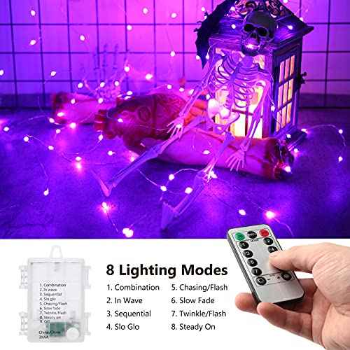 Purple Battery Halloween Fairy String Lights Remote 17.48ft 50 LED (34.96 Foot)
