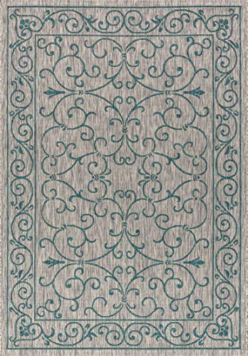 Vintage Filigree Indoor Outdoor Area Rug 6X9 Gray