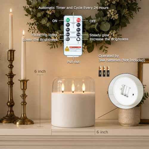 Pure White Large Glass Flameless LED Candle