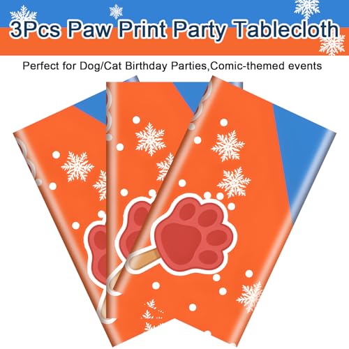 3pcs Dog Cat Paw Birthday Tablecloths (3 Count)