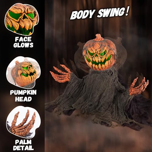 Halloween Animatronics Groundbreaker Pumpkin Decorations with Sound Activated