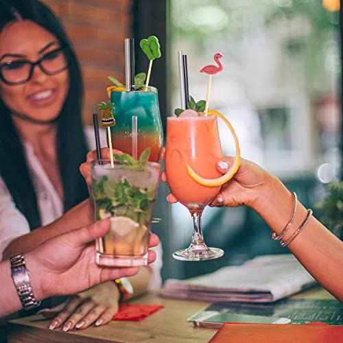 100pcs 5" Hawaii Cocktail Picks Summer Tropical Flamingo Hawaiian Theme Decoration Toothpicks Drink Fruit Sticks Food Appetizer Charcuterie Skewers for Beach Luau Tiki Themed Party Decorations (100 Count)