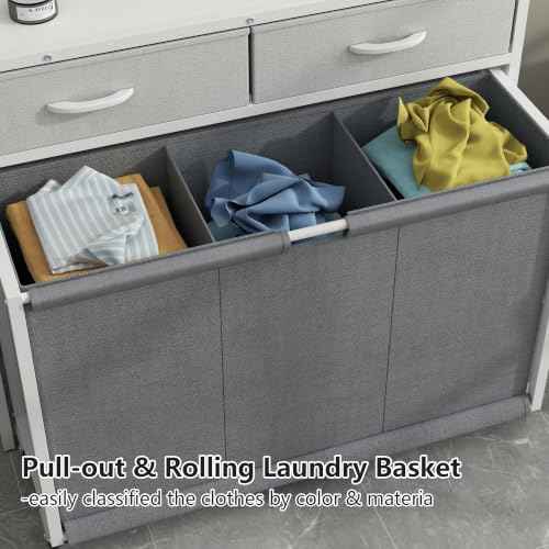Laundry Hamper Laundry Basket with 3 Section Pull