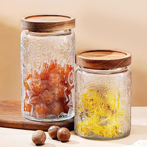 Vintage Glass Jars with Wooden Lids