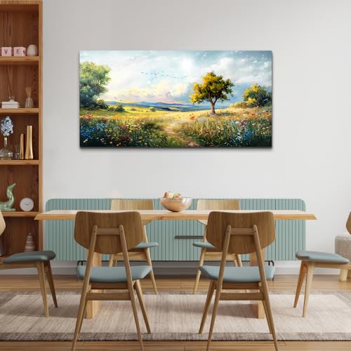 Canvas Wall Art For Bedroom Wall Decor For Living Room Modern Office Decorations Pastoral Wall Paintings Scenery Abstract Watercolour Farmhouse Pictures Canvas Artwork Room Home Decor Mural