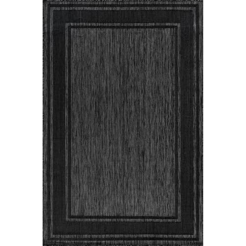 Outdoor Rug 5x7 Modern Bordered Area Rugs for Indoor and Outdoor Patio Deck Porch Garden Waterproof Weather Sun Resistant Washable Outside Carpet (35 Sq Ft)