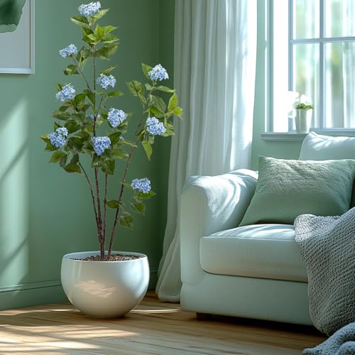 Fake Plants Home Decor Artificial Plants Outdoor Hydrangea Artificial Plants Indoor Fake Tree Living Room Decor Artificial Tree Porch Decor Fiddle Leaf Fig Tree 6Ft