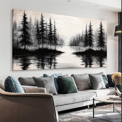 Canvas Art Wall Decor Print Modern Landscape Wall Art For Bedroom Modern Office Home Wall Decorations Forest River Landscape Paintings Pictures Artwork Aesthetic 20 X 40 In