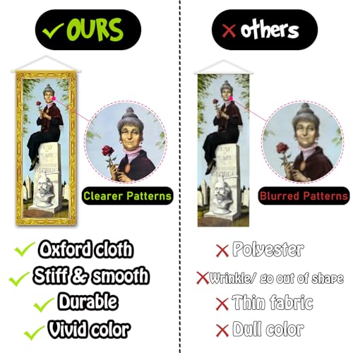 Halloween Decorations Large 4 PCS Haunted Mansion Stretching Portraits Vintage Vinyl Backdrop Decor Outdoor Horror Poster for Indoor Holiday Home Wall Art Wallpaper Hanging Porch Sign Banner Party (4 Count)