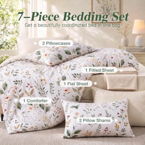 Garden Leaves Bed in a Bag Queen 7 Pieces