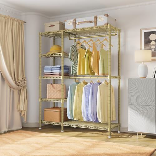 V7 Garment Rack with Shelves Portable Closet for Hanging Clothes