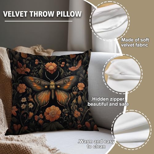 William Morris Abstract Vintage Floral Velvet Butterfly Design Throw Pillow Covers Home Decor