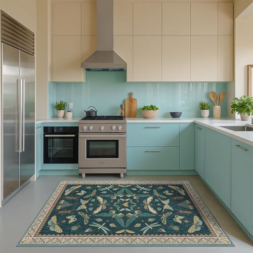 Dark Teal 4x6 Area Rugs for Door Mat Entrance (24 Sq Ft)