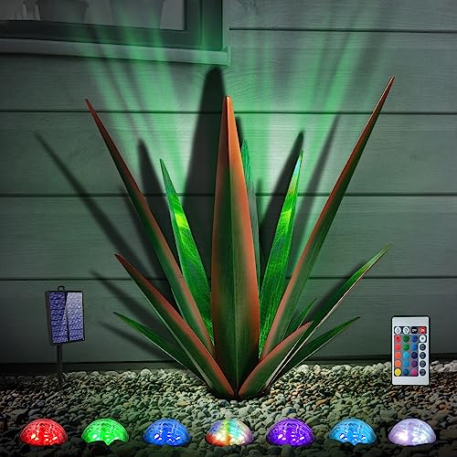 Large Metal Agave Plant Outdoor Decor with Solar Light