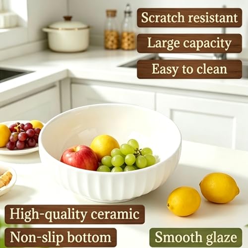 Large Ceramic Fruit Bowl for Kitchen Counter