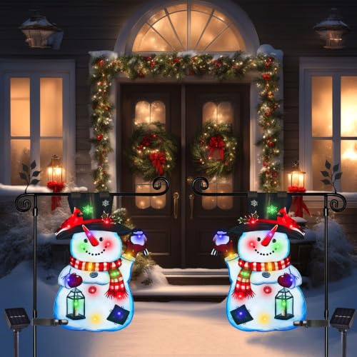 28x40 Lighted Christmas Snowman Garden Flag