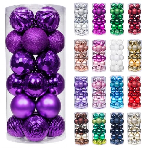 2.36" Purple Christmas Ball Ornaments (34 Count)