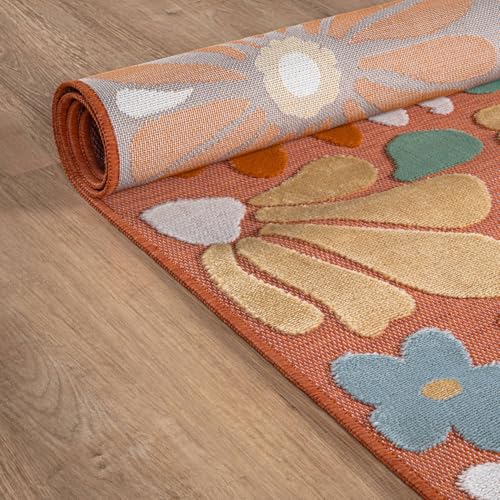 Outdoor Rug 6x9 Modern Floral Tropical Area Rugs for Outdoor and Indoor Patio Easy to Clean Non Shedding Living Room Porch Garden Washable Outside Carpet (58.5 Sq Ft)
