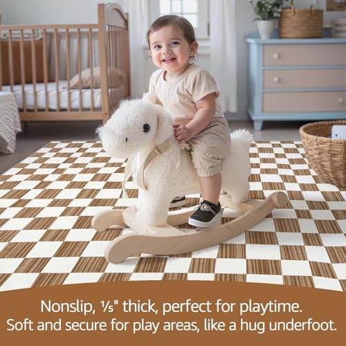 2x5 Runner Rug Modern Checkered Geometric Lattice Hallway Rug Brown (10 Sq Ft)