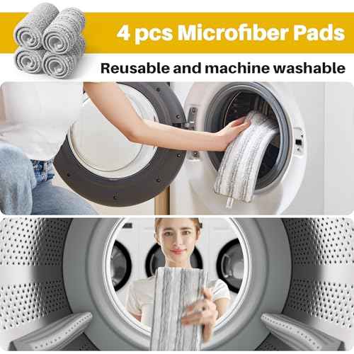 Microfiber Replacement Pads for 17.7" Flat Mop System (4 Count)