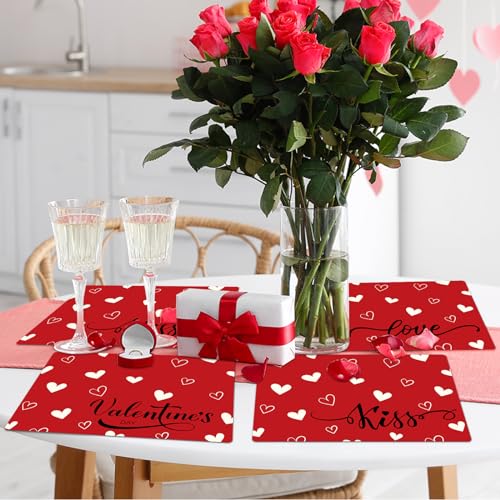 Valentine Plastic Placemats Set of 6 Summer Table mats 17×13×0.04in (6 Count)