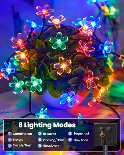 60 LED Flower Solar String Lights Outdoor Waterproof Fairy Lights (60 Count)
