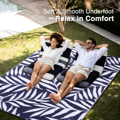 Outdoor Rug 6x9 ft Waterproof Reversible Leaf Mat