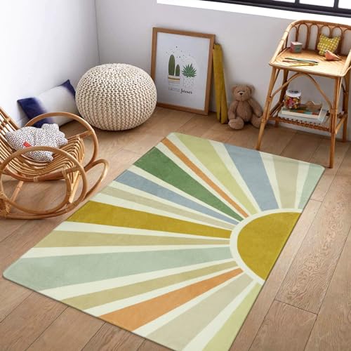 Boho Washable Rug 3'x5' Kids Area Rug for Playroom