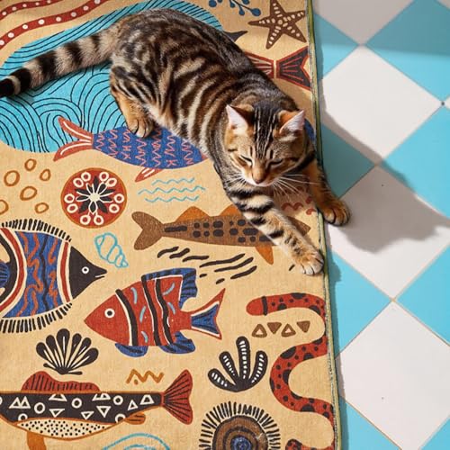 2x3 Coastal Area Rug Washable Kids Rug Colorful Ocean Fish Mat (6 Sq Ft)
