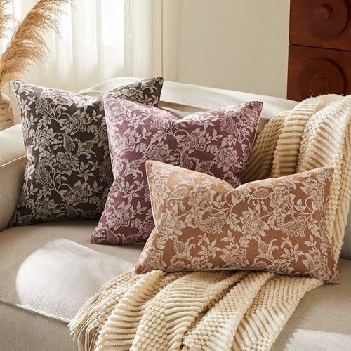 Floral Jacquard Throw Pillow Covers Set of 2 (2 Count)