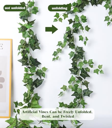 6Strand Artificial Ivy Greenery Garland Silk Fake Vines Plant 6.3Ft (37.8 Foot)