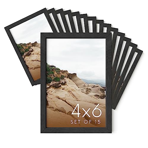 4x6 Black Oak Wood Photo Frame Set of 15